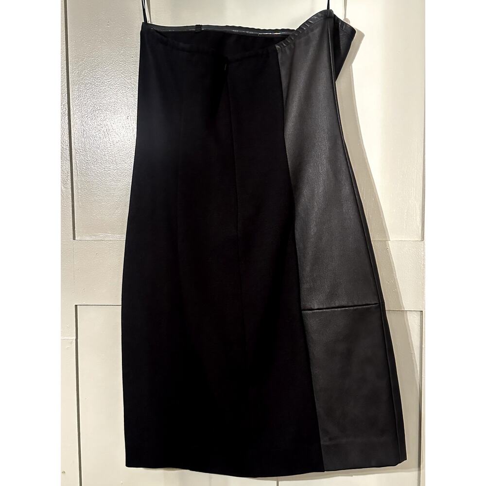 DKNY Black Strapless Mini Bodycon Dress Leather Size 6